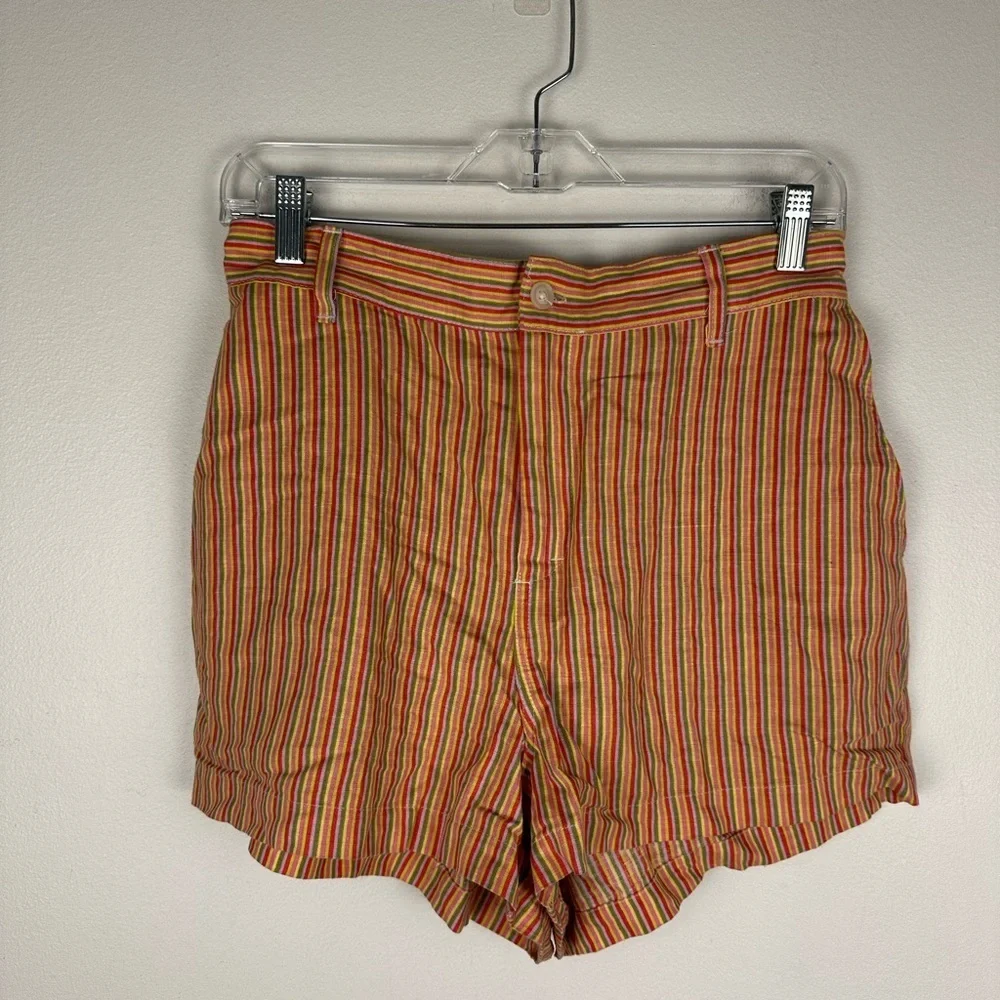 Urban Renewal Remnants Rainbow Striped Linen High Rise 90’s Short‎ Women’s Sz L